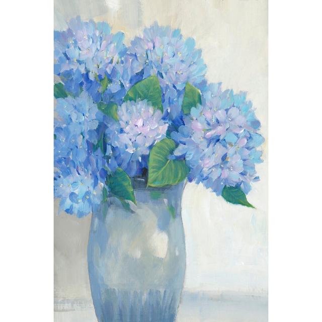 Blue Hydrangeas In Vase I by Tim O'Toole - Wrapped Canvas Painting Rosalind Wheeler Size: 122cm H x 81cm W x 3.8cm D on Productcaster.