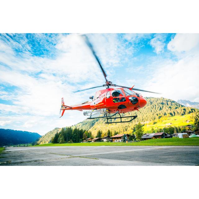 Red Helicopter In The Swiss Alps by Nullplus - No Frame Art Prints on Canvas Latitude Run Size: 61cm H x 91cm W on Productcaster.