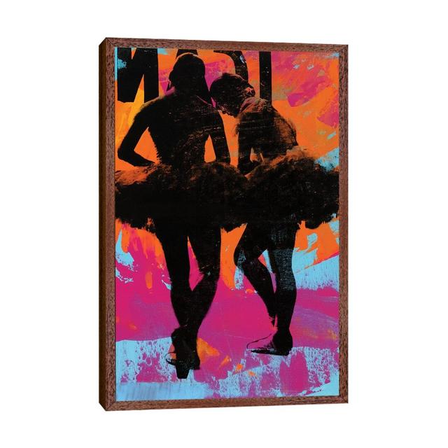 Ballet Dancers - Print on Canvas Ebern Designs Size: 101.6cm H x 66.04cm W x 3.81cm D, Format: Classic Brown Wood Framed on Productcaster.