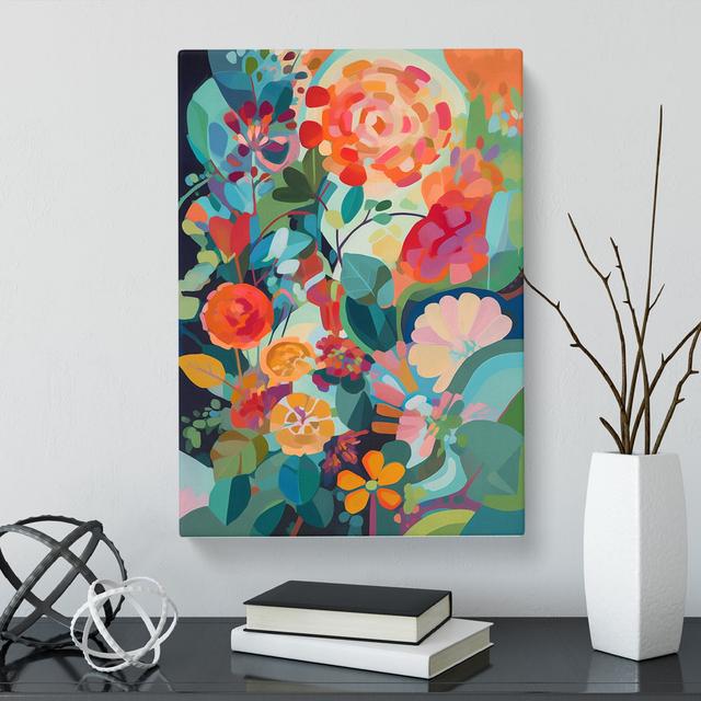 Blencoe Floral Flowers Retro Vol.8 - Wrapped Canvas Graphic Art Marlow Home Co. Size: 60cm H x 40cm W x 3cm D on Productcaster.