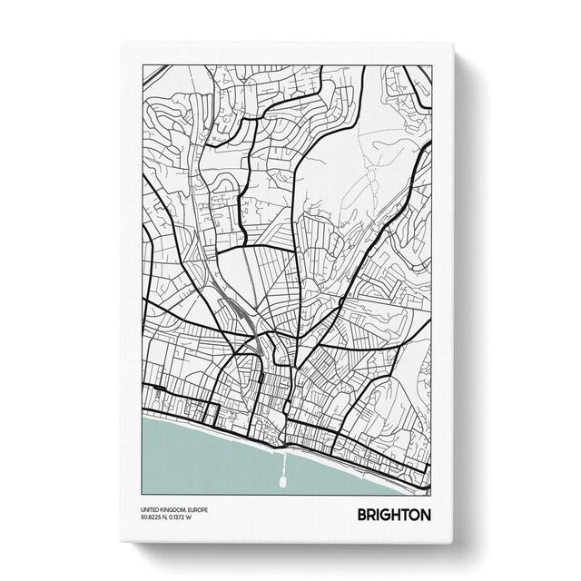 Map Brighton UK - Wrapped Canvas Graphic Art East Urban Home Size: 76cm H x 50cm W x 3cm D on Productcaster.