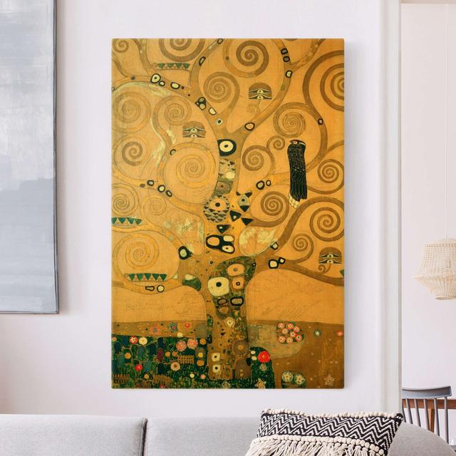 Leinwandbild Gustav Klimt - Der Lebensbaum Rosalind Wheeler Größe: 90 cm H x 60 cm B, Format: 435g/m² Canvas Gold, Farbe: Gold on Productcaster.