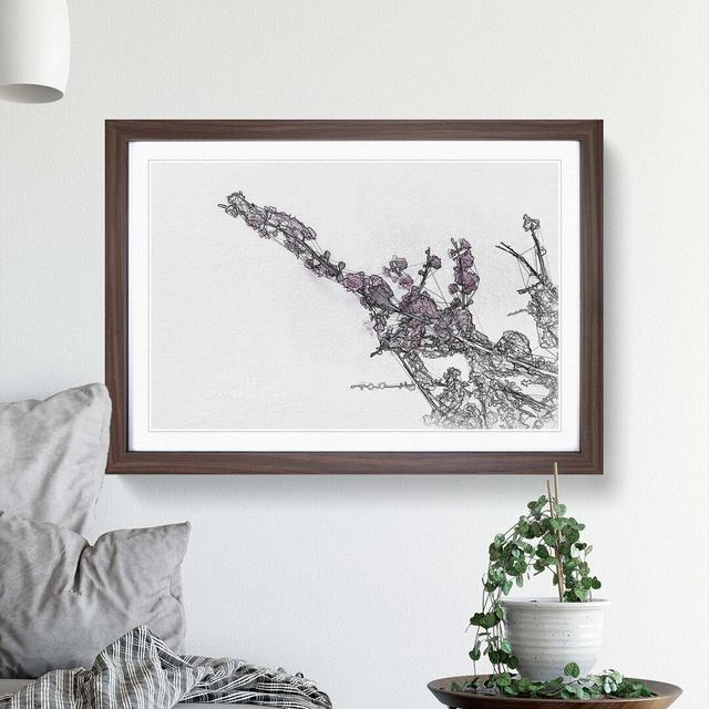 Pink Cherry Blossom Tree in Abstract - Picture Frame Graphic Art Print on MDF East Urban Home Frame Option: Walnut, Size: 60cm H x 91cm W x 2cm D on Productcaster.