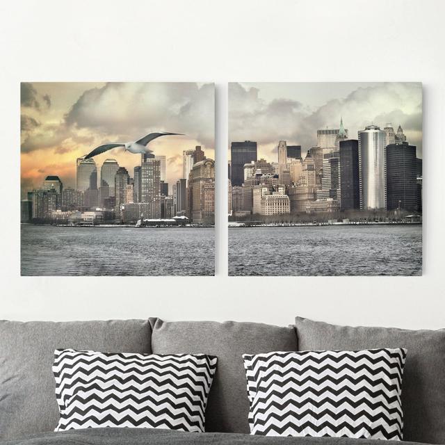 New York - 2 Piece Wrapped Canvas Print East Urban Home Size: 30cm L x 60cm W on Productcaster.