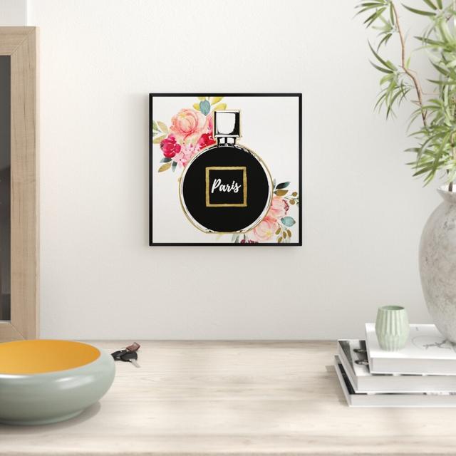 Floral Perfume - Graphic Art Print East Urban Home Size: 36cm H x 36cm W x 1cm D, Format: Picture Frame on Productcaster.