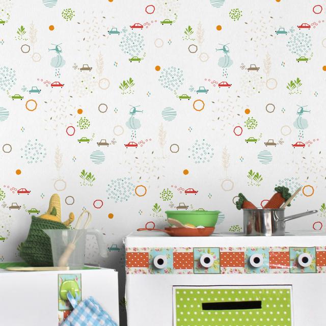 Green City Streets Semi-Gloss Wallpaper Roll East Urban Home Size: 2.88m x 190cm, Materialqualität: Premium (150g/m²) on Productcaster.