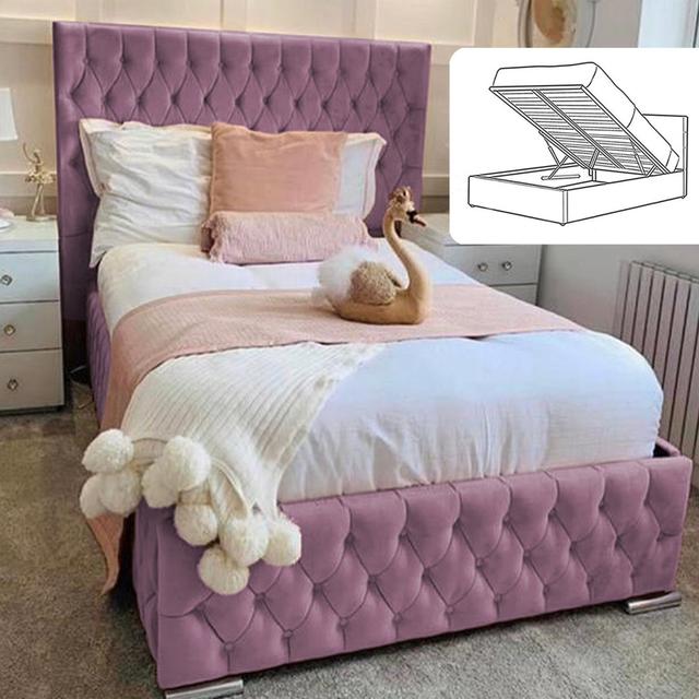 Delafuente Upholstered Storage Bed Mercer41 Size: Double (4'6), Colour: Lilac on Productcaster.