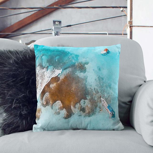 Boats in the Dominican Republic Cushion with Filling East Urban Home Size: 55cm H x 55cm W x 20cm D, Backing Colour: Stone on Productcaster.