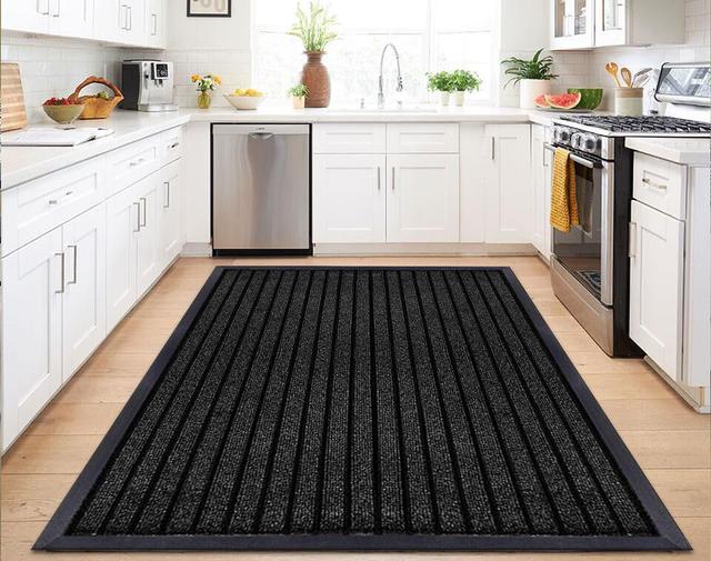 Striped Machine Woven Black Area Rug MH Bedding Store Ltd Rug Size: Rectange 120 x 150cm on Productcaster.