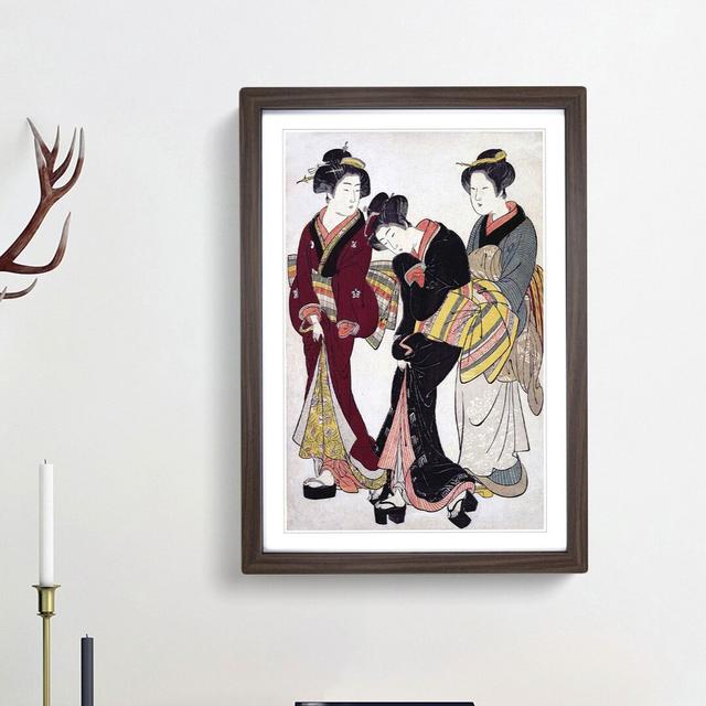 Two Geishas and a Maid by Kitao Shigemasa - Picture Frame Painting Print East Urban Home Frame Option: Walnut Framed, Size: 36cm H x 27cm W x 2cm D on Productcaster.