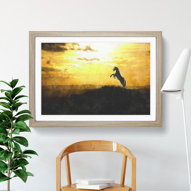 Horse at Sunset - Picture Frame Painting East Urban Home Frame Option: Oak Framed, Size: 36cm H x 48cm W x 2cm D on Productcaster.