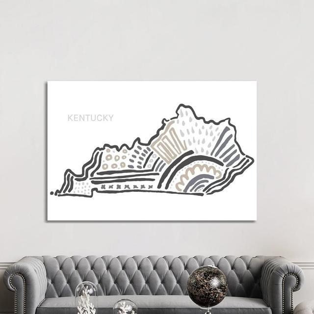 Kentucky in Black and White - Graphic Art Print on Canvas Ebern Designs Format: Wrapped Canvas, Size: 20.32cm H x 30.48cm W x 1.91cm D on Productcaster.