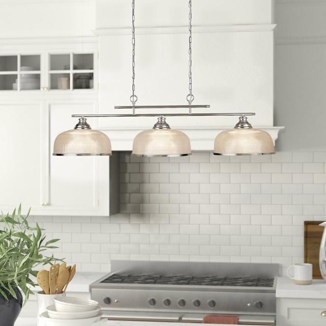 Asner 3-Light Kitchen Island Chandelier Three Posts Finish: Satin Silver on Productcaster.