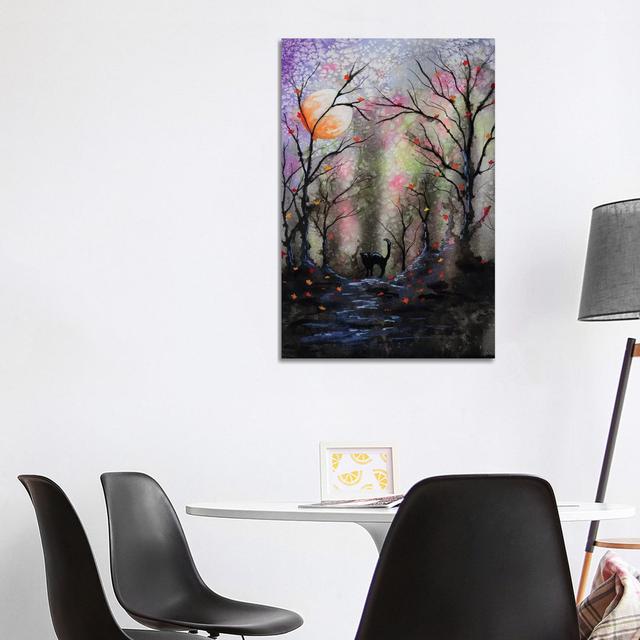 Black Cat in Forest by Michelle Faber - Wrapped Canvas Painting ClassicLiving Size: 101.6cm H x 66.04cm W x 1.905cm D on Productcaster.