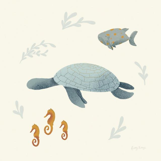 Ocean Life Sea Turtle by Becky Thorns - Wrapped Canvas Graphic Art Print Highland Dunes Size: 76cm H x 76cm W on Productcaster.