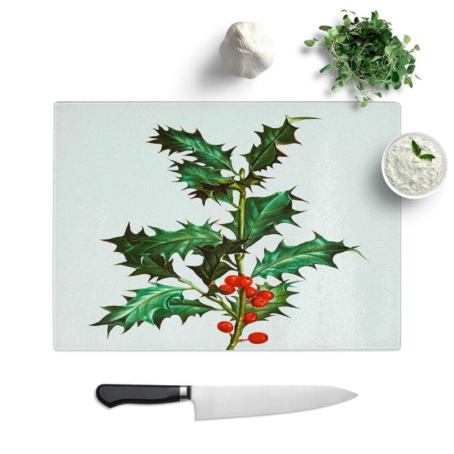 Glass Holly Branch Berries by Pierre-Joseph Redoute Chopping Board East Urban Home Size: 28.5 cm W x 20 cm L on Productcaster.