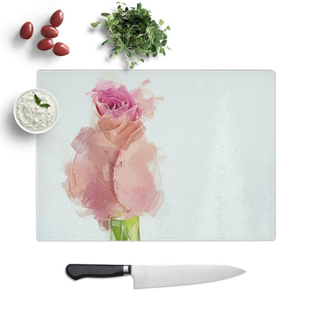 Tempered Glass Rose Beginning to Bloom Chopping Board East Urban Home Size: 39 cm W x 28.5 cm L on Productcaster.