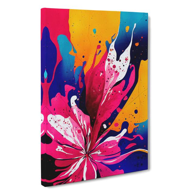 Paint Splattered Flower No.3 Abstract - Wrapped Canvas Print ClassicLiving Size: 60cm H x 40cm W x 3cm D on Productcaster.