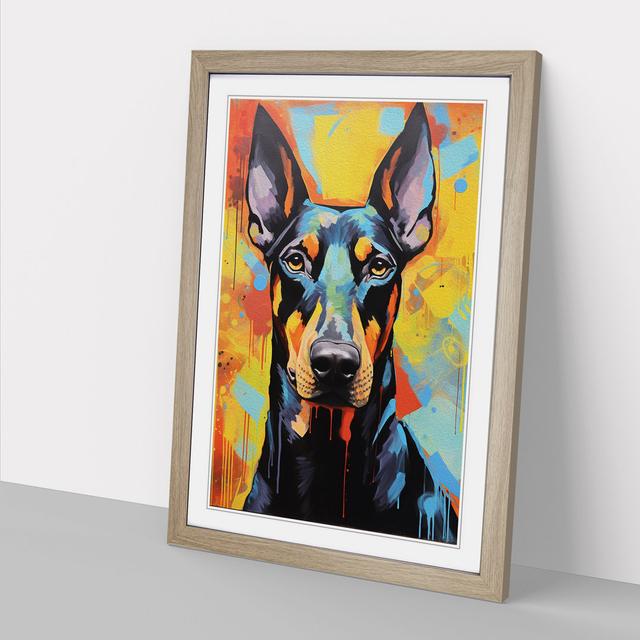 Doberman Expressionism - Print Marlow Home Co. Format: Oak Framed, Size: 46cm H x 34cm W on Productcaster.