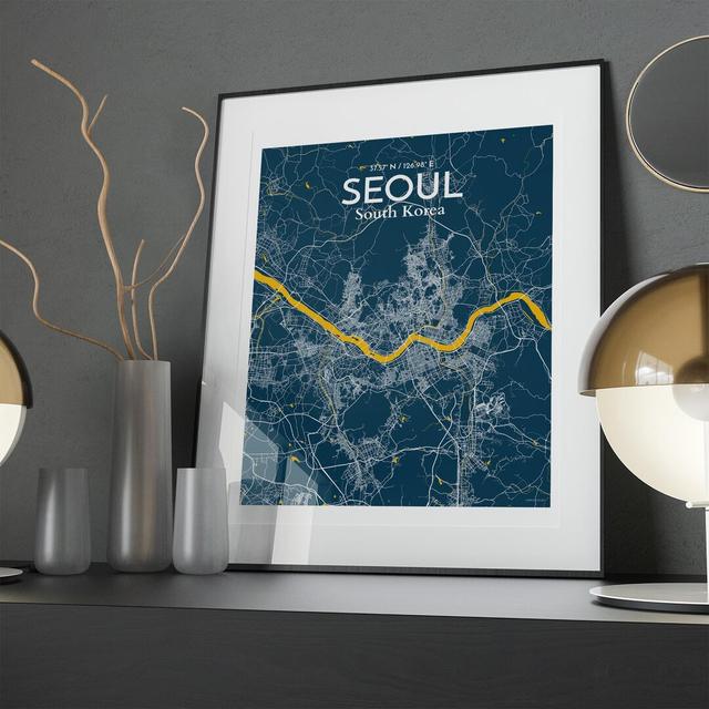 Seoul City Map In Amuse - No Frame Print Borough Wharf Size: 20cm H x 16cm W x 0.05cm D on Productcaster.