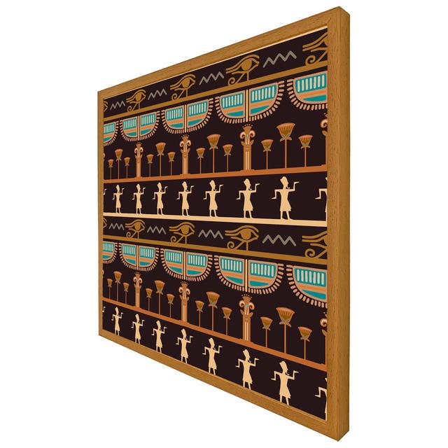 Bettsville Orange & Black Hieroglyphs - Single Picture Frame Print Latitude Run Size: 51cm H x 51cm W x 4cm D, Frame Colour: Oak Framed on Productcaster.