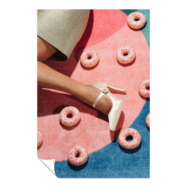 Woman in Heels and Pink Doughnuts in the Background - Unframed Art Prints Fairmont Park Size: 91cm H x 61cm W x 0.5cm D on Productcaster.