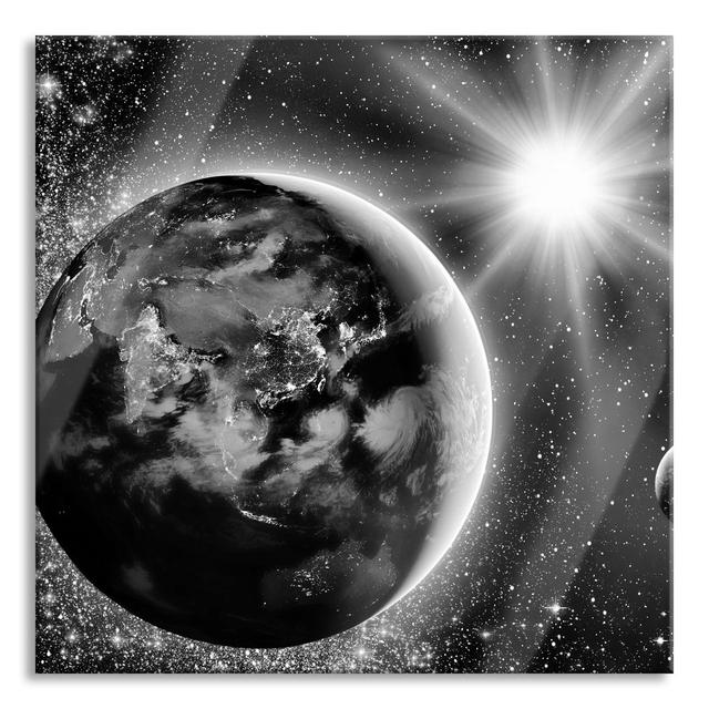 Earth in Outer Space - Unframed Photograph on Glass Brayden Studio Size: 70cm H x 70cm W x 0.4cm D on Productcaster.