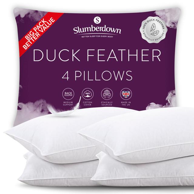 Duck Feather Pillow (Set of 4) Slumberdown on Productcaster.