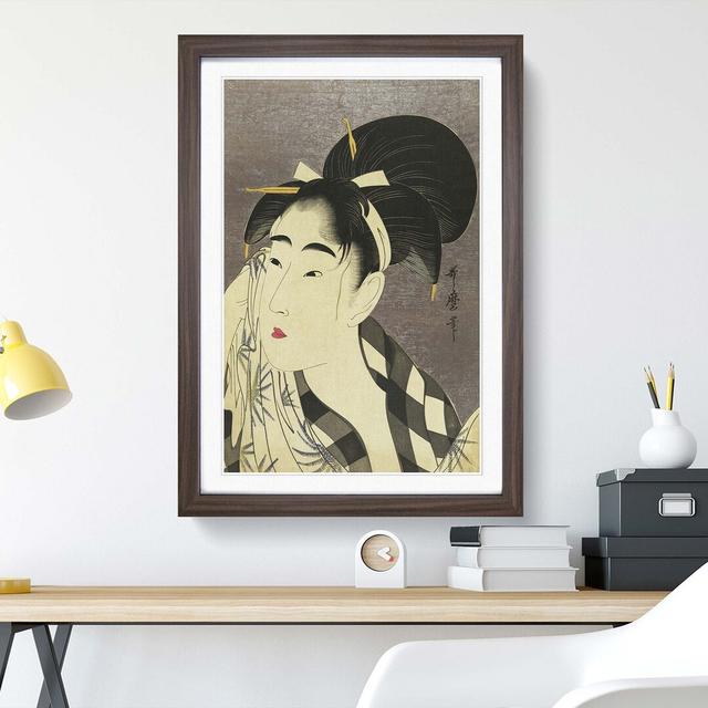 Portrait of a Woman by Kitagawa Utamaro - Picture Frame Painting Print East Urban Home Frame Option: Walnut, Size: 60cm H x 40cm W x 2cm D on Productcaster.