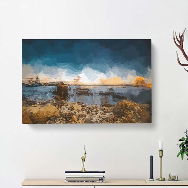 Ocean View In Abstract - Wrapped Canvas Painting East Urban Home Size: 50cm H x 76cm W x 3cm D on Productcaster.