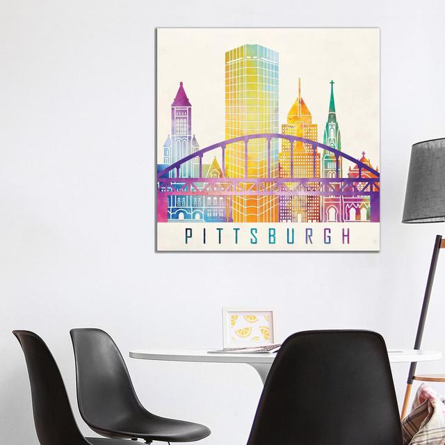 Pittsburgh Landmarks Watercolour by Paul Rommer - Wrapped Canvas Painting Wayfair Samples Size: 93.98cm H x 93.98cm W x 1.91cm D on Productcaster.