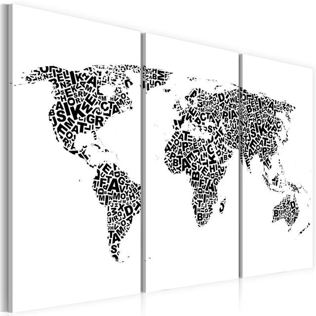 Typografische Kunst The World Map Alphabet East Urban Home Größe: 40 cm x 60 cm on Productcaster.