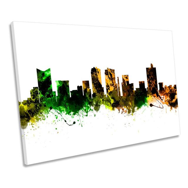 Fort Worth City Texas Skyline CANVAS WALL ART Framed Print Ivy Bronx Size: 61cm H x 91.4cm W on Productcaster.