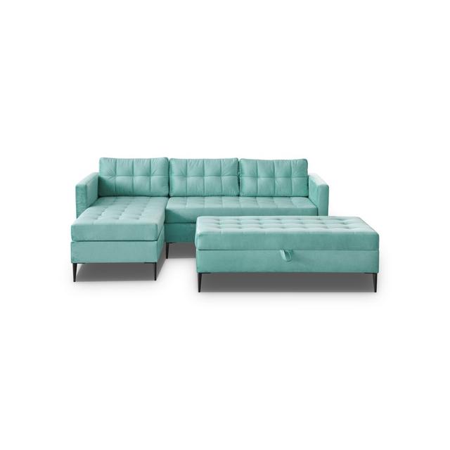 Ecksofa Shira Canora Grey Ausrichtung: Links ausgerichtet, Polsterfarbe: Meeresgrün on Productcaster.