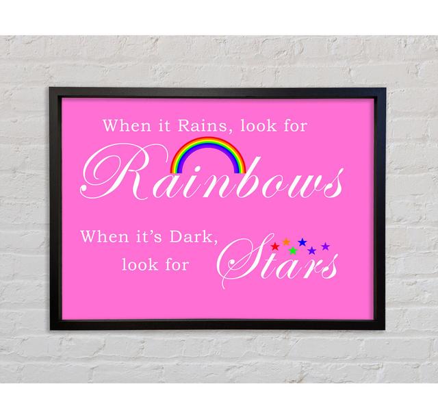 Girls Room Quote When It Rains Look For Rainbows 2 - Single Picture Frame Typography on Canvas Bright Star Size: 100cm H x 141.4cm W x 3.3cm D on Productcaster.