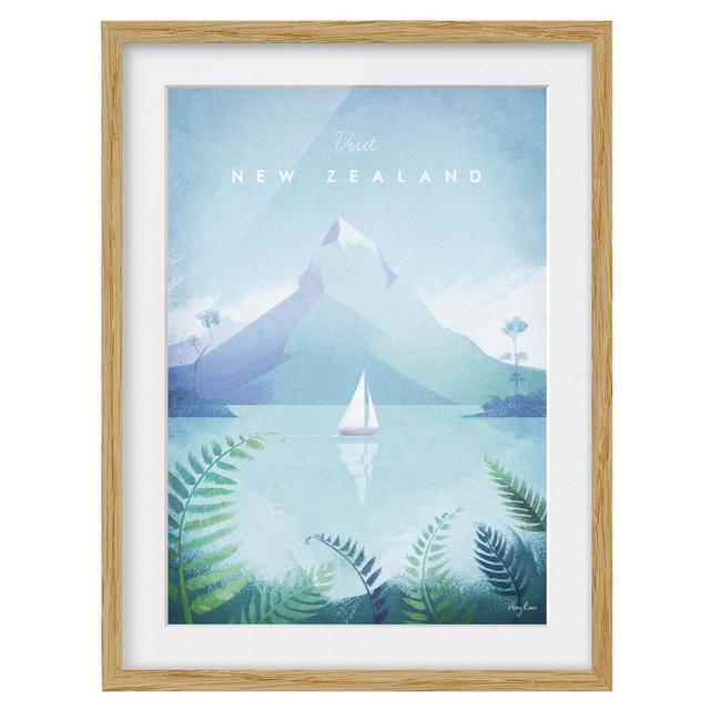 Picture With Frame - Travel Poster - New Zealand - Portrait 4:3 - B Maturi Frame Option: Brown Framed, Size: 70cm H x 50cm W x 2cm D on Productcaster.