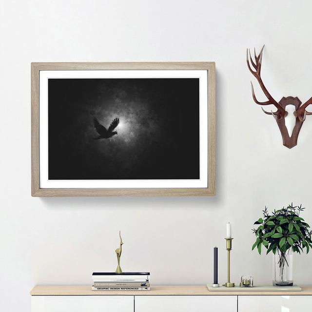 Flying Dove Bird - Picture Frame Graphic Art Print East Urban Home Size: 62cm H x 87cm W x 2cm D, Frame Option: Oak Framed on Productcaster.