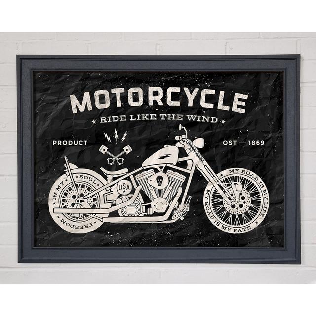 Gerahmter Kunstdruck Motorcycle Ride Like The Wind Brambly Cottage Größe: 59,7 cm H x 84,1 cm B x 1,5 cm T, Format: Poster mit grauem Rahmen on Productcaster.