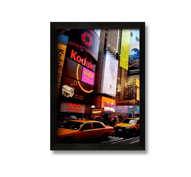 Billboards of New Yorkwith Yellow Cabs - Picture Frame Photograph in Canvas Brayden Studio Size: 60cm H x 42cm W x 10cm D on Productcaster.