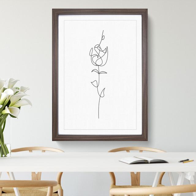 Line Flower - Picture Frame Drawing East Urban Home Frame Option: Walnut Framed, Size: 90cm H x 65cm W x 2cm D on Productcaster.