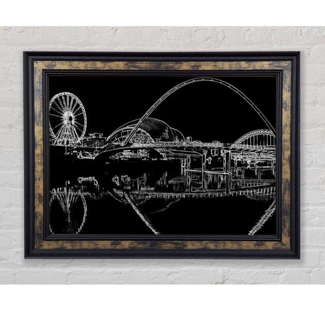 Gateshead Newcastle Millennium Bridge Psychedelic - Single Picture Frame Art Prints Bright Star Size: 21cm H x 42cm W x 8cm D on Productcaster.