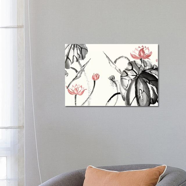 Lotus Study With Coral II by Nan Rae - Wrapped Canvas Painting ClassicLiving Size: 45.72cm H x 66.04cm W x 1.91cm D on Productcaster.