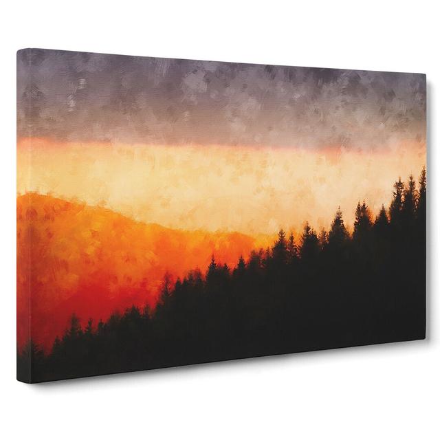 Sunset over Cantal France - Wrapped Canvas Photograph Print East Urban Home Size: 60cm H x 91cm W x 3cm D on Productcaster.