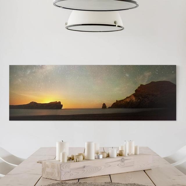 Starry Sky over the Sea Art Print on Canvas Highland Dunes Format: 260g/m² canvas, Size: 70cm H x 200cm W on Productcaster.