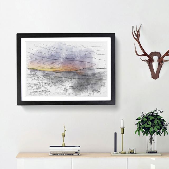 Sunrise over the Yorkshire Dales Sketch - Picture Frame Graphic Art Print East Urban Home Frame Option: Black Framed, Size: 36cm H x 48cm W x 2cm D on Productcaster.