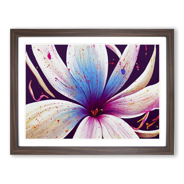 Lily Flower Splash Vol.2 Abstract - Picture Frame Graphic Art Marlow Home Co. Size: 46cm H x 64cm W, Frame Colour: Brown on Productcaster.