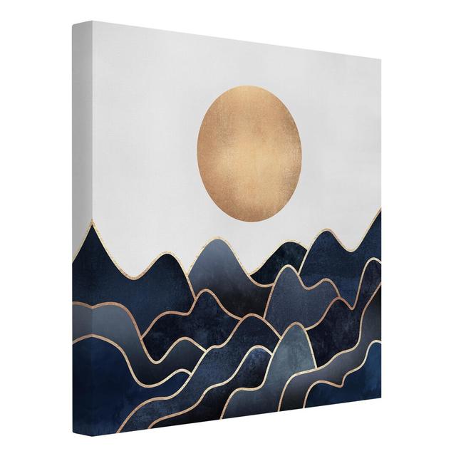 Sun And Blue Waves - Wrapped Canvas Graphic Art on Canvas Canora Grey Format: 330g/m² recycled canvas, Size: 40cm H x 40cm W on Productcaster.