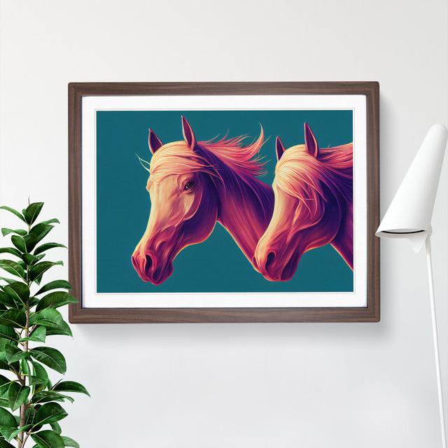 Dashing Horses - Picture Frame Graphic Art Natur Pur Frame Colour: Walnut, Size: 34cm H x 46cm W x 2cm D on Productcaster.