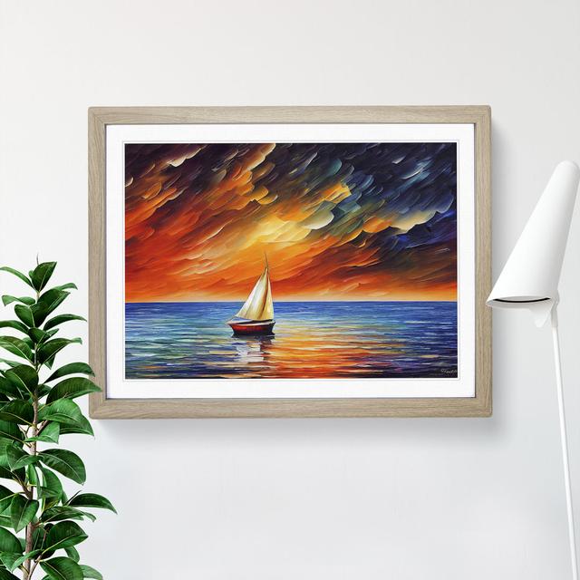 Sailing Boat on the Ocean Vol.2 Abstract - Picture Frame Painting Breakwater Bay Size: 34cm H x 46cm W x 2cm D, Frame Colour: Oak on Productcaster.