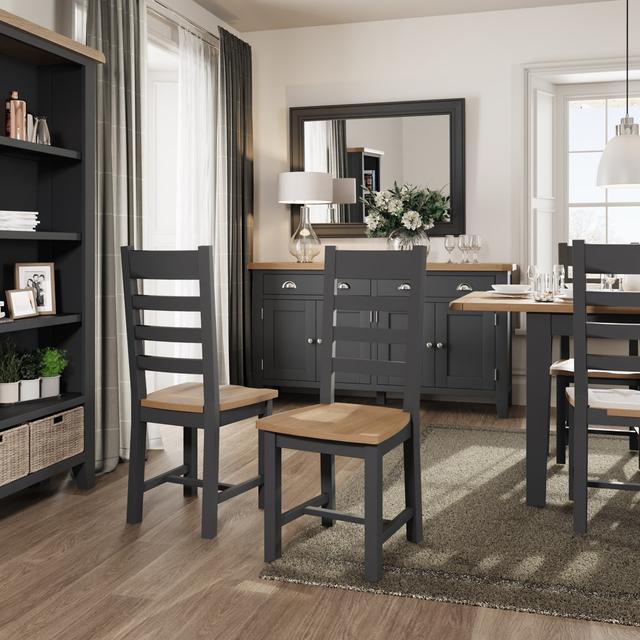 Desdemona Solid Wood Dining Chair (Set of 2) Beachcrest Home Colour: Charcoal on Productcaster.